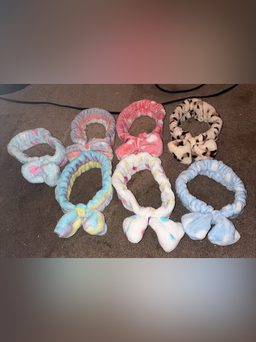 Plush Bow Headband Set - Assorted Pastel Colors